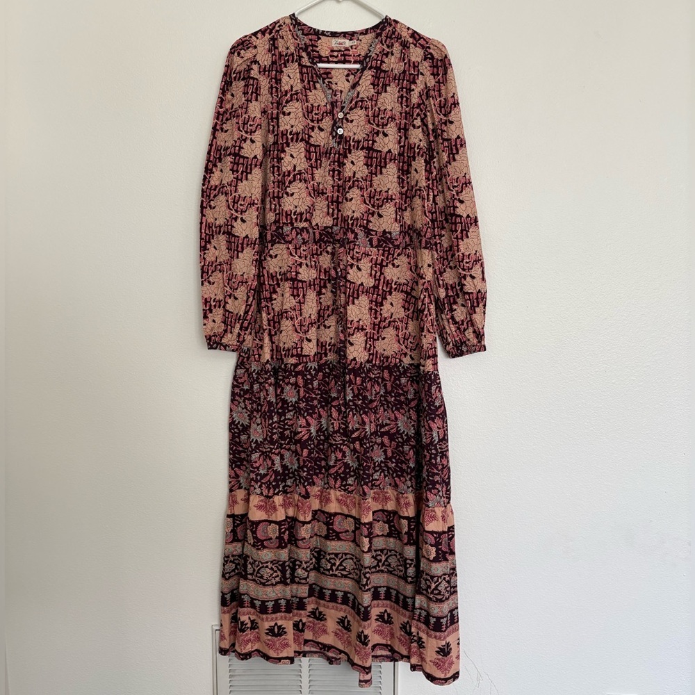 Faherty Long-sleeve Bohemian-Style Full Length Dress Size Small